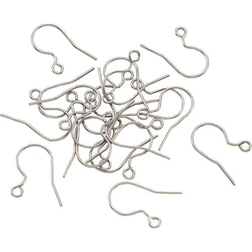 PandaHall 100pcs Stainless Steel Earring Hooks with Loop Fittings DIY Jewelry Earrings Making Supplies Accessories