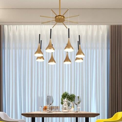 Nordic multi-head chandelier restaurant creative aluminum household round chandelier lamp chandelier personalized chandelier