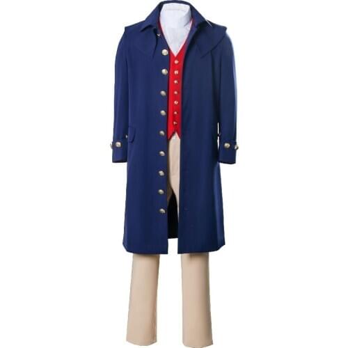 Retro Rush Revere Patriot Costume in Washington Period USA Jacket Skirt Pants Vintage Cosplay Costumes for Adult Men