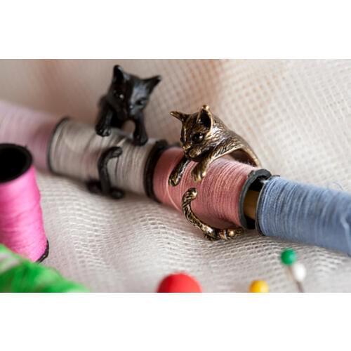 Daisies Hippie Vintage Anel Punk Party Ring Boho Chic Brass Knuckle Animal Shape Cat Rings For Women Men Jewelry Best Gift