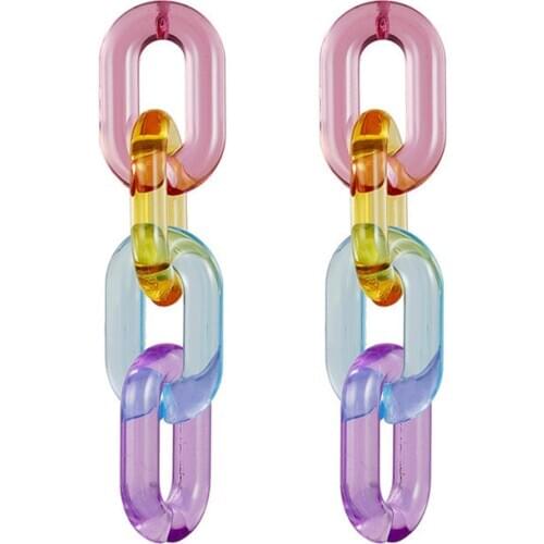 OMY Clear Acrylic Chain Long emo Earrings For Women Resin Geometric Chain Drop OEM Earrings Boho Party Jewelry Brincos