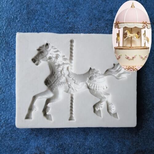 New Carousel Shape Fondant Mold Cake Decoration Chocolate Diy Baking Silicone A1317