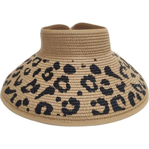 Straw Hat Black Dot Print Fold-able Faux Fur Women Summer Hat for Daily Life