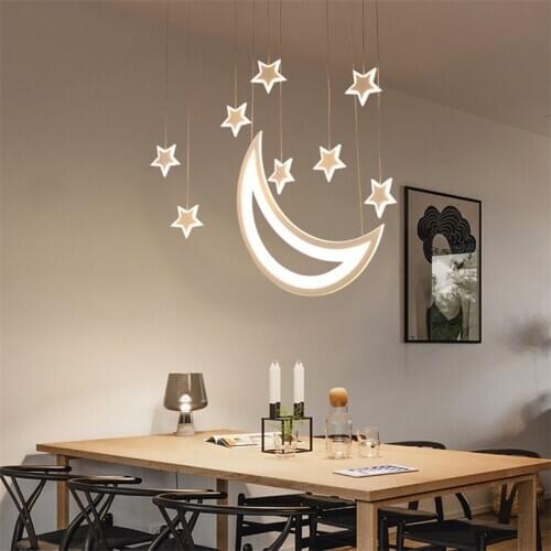 Star Moon Restaurant Pendent Lights Creative Modern Bedroom Hotel Dining Light Bar Hanging Lamps Living Room Art Deco Lighting
