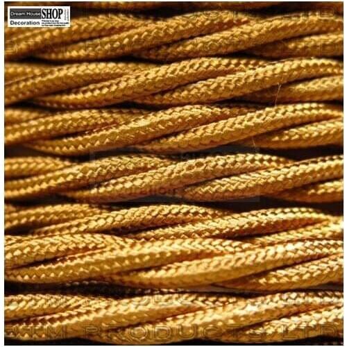 12meters 2*0.75 fabric gold braided Wire Vintage Edison textile pendant lamp cable fabric textile wire