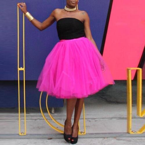 Fuchsia Color Midi Tulle Skirts Women Zipper Knee Length Lavender Tutu Skirt For Bridesmaid To Wedding Custom Made Saias 2018