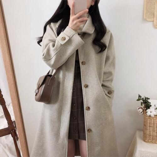 New Winter WomenS Popular Over-The-Knee Thick Woolen Coat Mid-Length Loose Casual Warm Coat