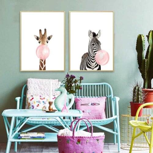 Giraffe Zebra Animal Posters and Prints Canvas Art Painting Wall Art Nursery Decorative Picture Nordic Style Kids Decoration