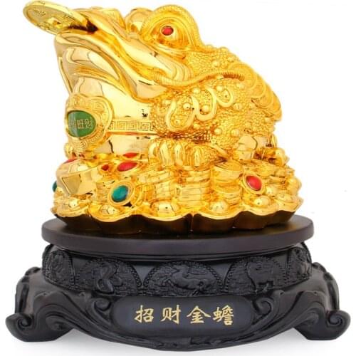 THE GOLDEN TRIPOD TOAD LUCKY ORNAMENTS LARGE TOAD CRAFTS OFFICE CASHIER HOTEL HOME DECOR