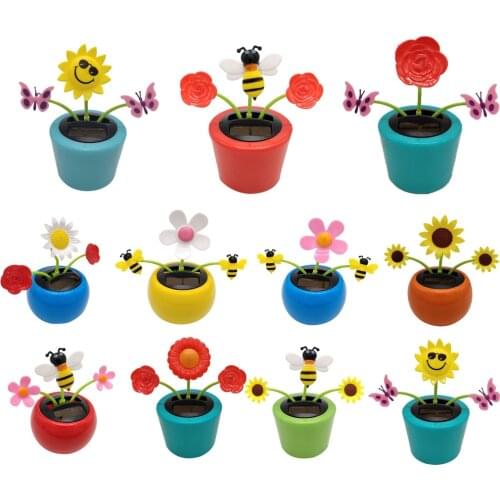 1PC Moving Dancing Swing Flip flap Solar Toy Power Sunflower Apple Car gadgets Gift Home Toys