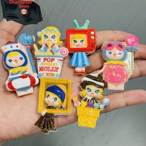 1PCS Resin Cute Cartoon Fridge Magnetic Sticker Kawaii Girls Ice Cream Television Noodles Famous Painting Refrigerator Magnet