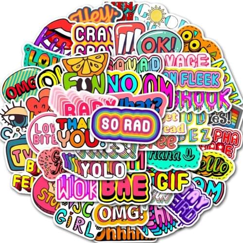 10/30/50pcs Vsco Girl Funny Phrase Graffiti Stickers Waterproof Scrapbook Skateboard Luggage Suitcase Laptop Racing DIY Kid Toy