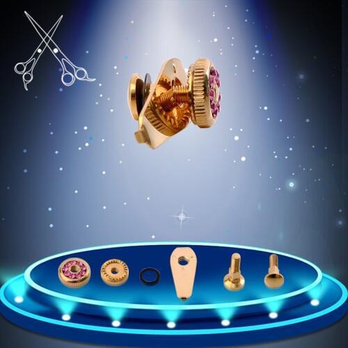 100 sets/lot Full Set Of Styling Scissor Screws with rhinestone Golden colors Barber Scissors repair spare parts kits
