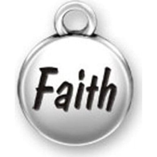 2021 New Mental Charms Black Letter Engraved Faith letter Double-side Zinc Alloy Jewelry Accessories Fit Bracelet