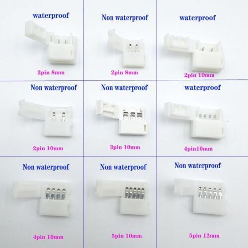 5050/3528 LED Strip Connectors 8/10/12mm / 2/4/5pin Free Welding Connector Bare board Non waterproof/ Dropping glue waterproof