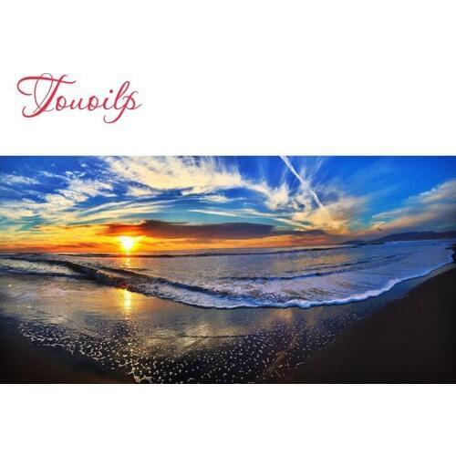 TOUOILP 5D diy Diamond Painting Full Square/Round Drill "Sunset Beach seascape" 3D Embroidery Cross Stitch Mosaic Home Decor