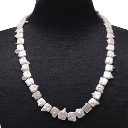 Free shipping 9x10-10x12mm White Baroque Pearl Necklace
