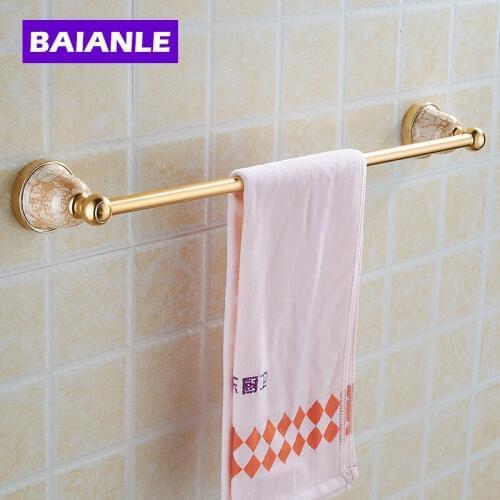 Free Shipping Single Towel Holder, Towel Rack Space Alumnium & ceramics Made Golden Finish Metal Single Towel Bar