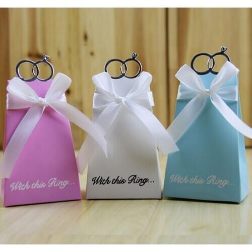 Birthday Party Gift Boxes Paper Diamond Ring Shape Baby Shower Kids Party Wedding Candy Bag