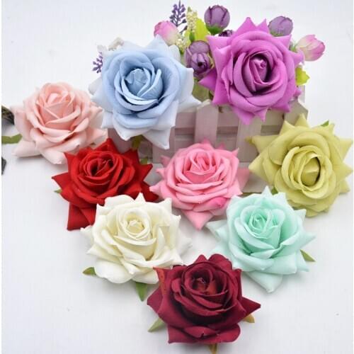 8CM Artificial Silk Fabric Rose Flower Heads For Wedding Party Home Decoration DIY Hat Flower Wall Arch Accessories