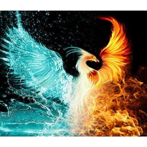 Painting By Number 40X50CM A Blue Gold Phoenix Animal DIY Wall Art Gift DIY Pictures By Numbers Canvas Kits Home Decoration