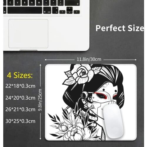 Geisha Gal Mouse Pad DIY Print Cushion Woman Japanese Geisha Cyber Fantasy Space Angel Fire Cute Robot Pastel