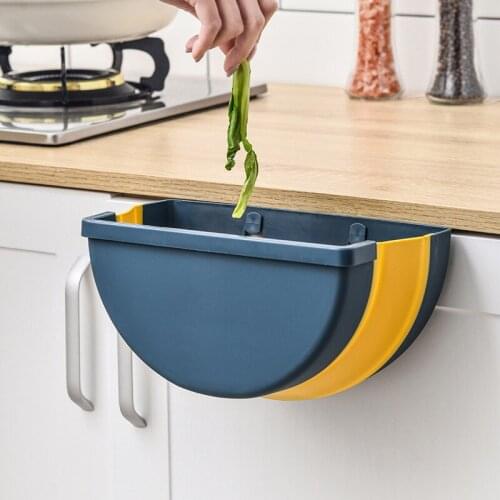 Kitchen Cabinet Hanging Trash Can Household Bathroom Garbage Storage Wall Mounted Folding Waste Bin Car Garbage Dustbin