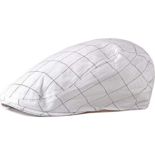 LDSLYJR 2021 Cotton Spring Summer plaid Newsboy Caps Flat Peaked Cap Men and Women Painter Beret Hats 106