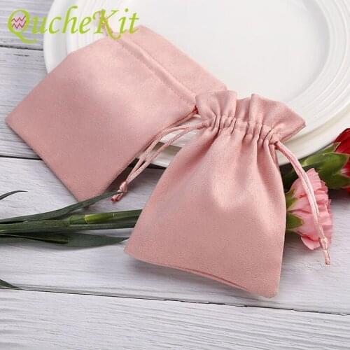 10pcs Flannel Jewelry Bag With Drawstring Beads Cosmetic Ring Pouches Christmas Party Wedding Candy Gift Storage Bags Decoration