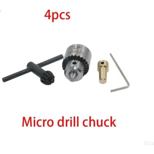 Micro Drill Chucks Motor Jaw Clamping 0.3-4mm Cone Mounted Spindle with Key 3.17mm Brass Mini Electric Shaft