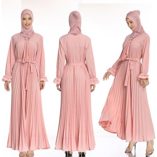 Muslim ruffles dress dubai abaya turkish pakistan kaftan hijab dresses djelaba islamic clothing (not include Hijab)