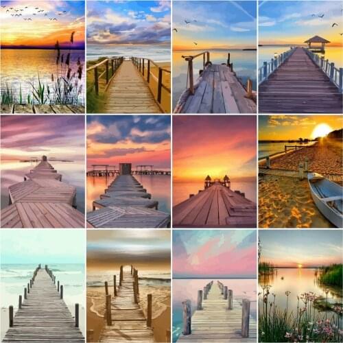 HUACAN Paint By Numbers Sunset Landscape Drawing On Canvas HandPainted Picture Art Kits DIY Gift Home Decoration