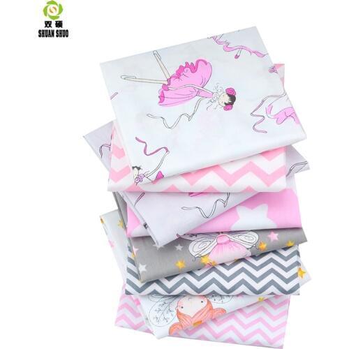 Shuangshuo Cut Cartoon Cotton Tissus Fabric Patchwork Fabric Fat Quarter Bundles Fabric For Sewing Doll Cloths 40*50cm 40pcs/lot