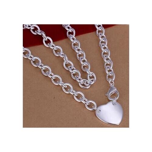 N249 Silver Color Necklaces Silver 925 Jewelry Pendant Fashion Jewelry Dual Circles Heart Necklace /cawaksda Cmoaldva