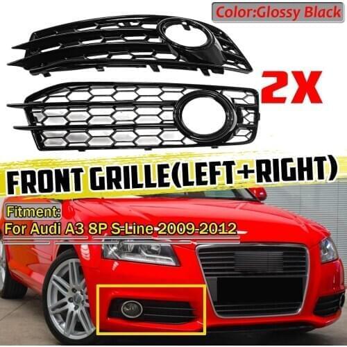 A Pair Car Front Fog Light Lamp Cover HONEYCOMB Fog Lamp Grille Grill For Audi A3 8P S-Line 2009-2012 A3 8P Fog Light Grille