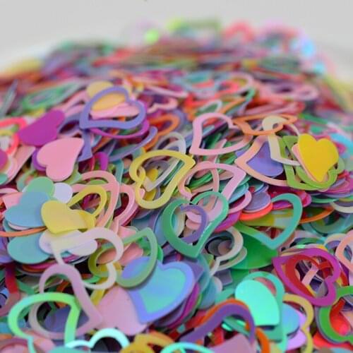 10g Double Heart Confetti Loose Sequins for Crafts Making PVC Sequin Paillettes Sewing DIY Scrapbooking Nail Art Decor 13x14mm