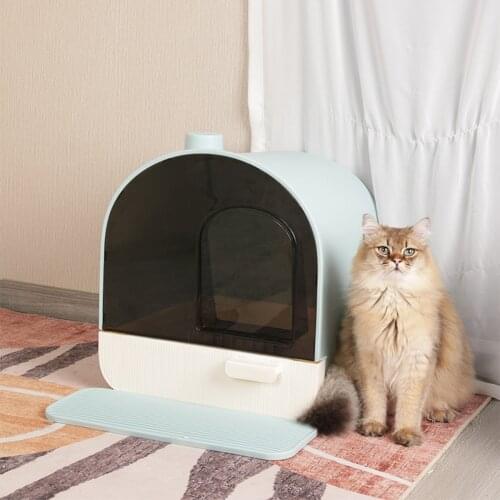Fully Enclosed Cat Litter box Enclosed Kitten Pan Pull Out Tray Drawer Quick and Easy Cleaning Splash Proof Pet Toilet Tray Box