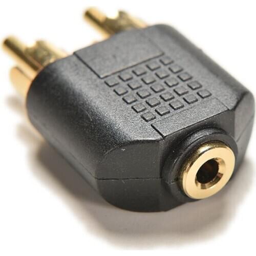 Gold Plated 3.5mm Audio Stereo Jack Female To 2 RCA Male Audio Jack Connector Adapter Converter for Speaker Power Amplifier 1PC