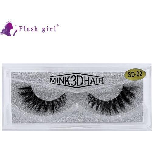 Flash Girl Wholesale SD Series 3D Mink Private Logo Eyelashes 1Pair Reusable Extension Lashes Makeup Handmade Eyelashes