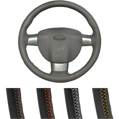 DIY Black Leather Hand-stitched Car Steering Wheel Cover For Ford Focus 2 2005-2011 (3-Spoke)