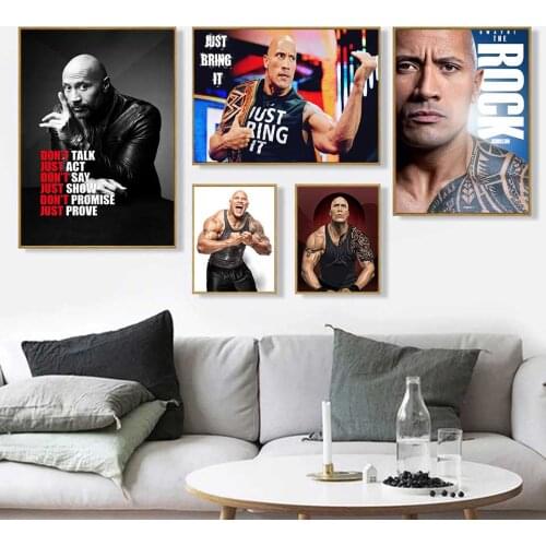 The Rock Dwayne Johnson Movie Actor Wrestler Fitness Wall Art Home Decor in Poster Print or Canvas