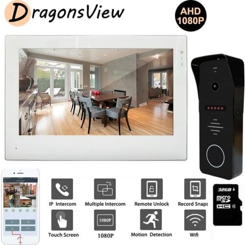 DragonsView Wireless Video Door Entry Wifi Intercom Door Phone Doorbell 1080P 7 Inch Touch Monitor with Motion Detect TUYA