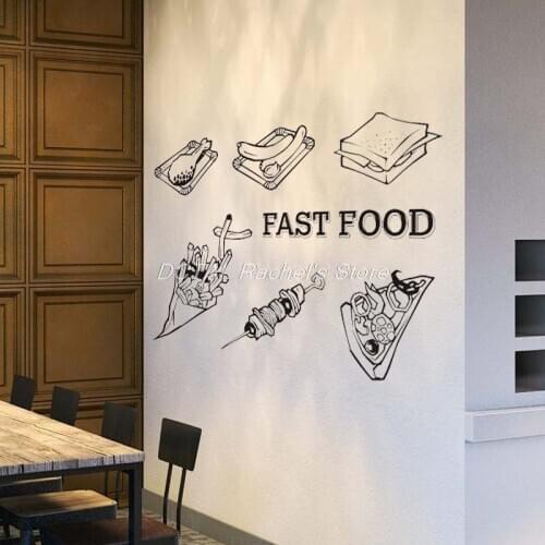 Fast Food Restaurant Decor Vinyl Wall Decal Kitchen Dining Room Sticker Bar Drink Art Sticker