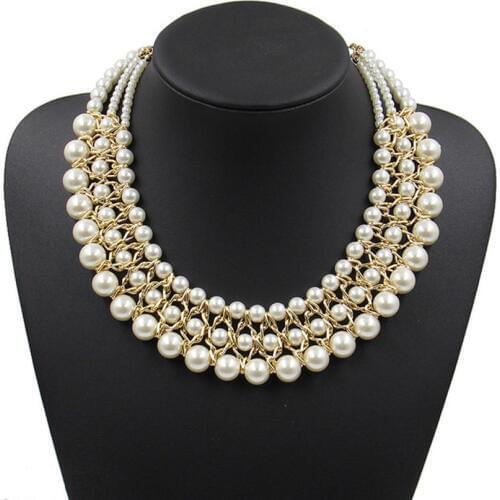 Statement necklace fashion for women 2018 collar bead brand chunky female chain bib pearl necklaces & pendants vintage Jewelry