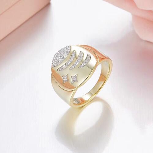 SLJELY Brand Design 925 Sterling Silver Jewelry Star Galaxy Ring Women AAA Zircon Gold Color Space Party Finger Ring Fine