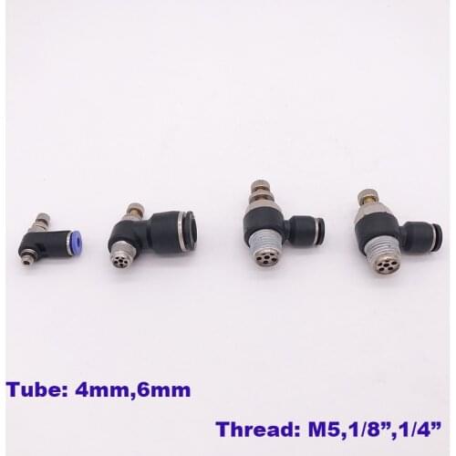 10pcs a lot air cylinder throttle valve thread PT M5 1/8 1/4 inch 4mm 6mm small pneumatic fittings SC SL for hose solenoid valve