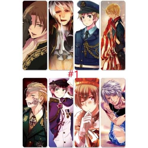 8pcs/set Anime Axis Powers PVC Bookmarks of Feliciano Vargas Ludwig Kiku Honda