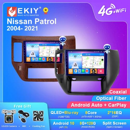 EKIY Android Car Radio For Nissan Patrol 2004- 2021 6G+128G QLED 1280*720 Stereo Multimedia Video Player Navigation GPS 2din DVD