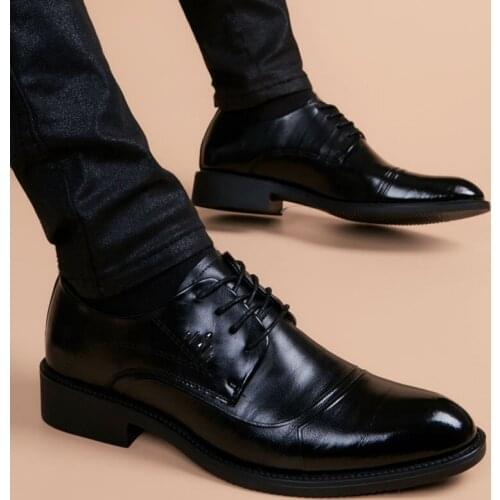 Italian Brand Mens Wedding Oxford Shoes Black Genuine Leather Brogue Men Dress Shoes Slip On Business Formal Shoes For Men
