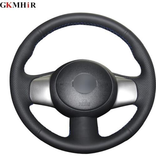 Black Artificial Leather Hand-stitched Car Steering Wheel Covers for Nissan March 2010-2015 Sunny 2011-2013 Versa 2012-2014